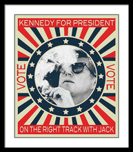 John F Kennedy Cigar And Sunglasses Campaign Poster - Framed Print