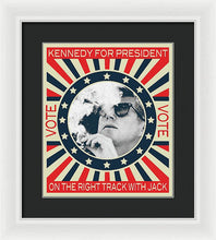 John F Kennedy Cigar And Sunglasses Campaign Poster - Framed Print