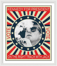 John F Kennedy Cigar And Sunglasses Campaign Poster - Framed Print