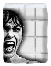 Psycho By Alfred Hitchcock, With Janet Leigh Shower Scene H Black And White - Duvet Cover