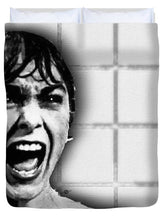 Psycho By Alfred Hitchcock, With Janet Leigh Shower Scene H Black And White - Duvet Cover