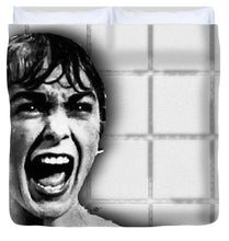 Psycho By Alfred Hitchcock, With Janet Leigh Shower Scene H Black And White - Duvet Cover