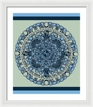 Rubino Blue Green Floral - Framed Print Framed Print Pixels 20.000" x 24.000" White White