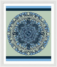 Rubino Blue Green Floral - Framed Print Framed Print Pixels 30.000" x 36.000" White White