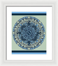 Rubino Blue Green Floral - Framed Print Framed Print Pixels 11.625" x 14.000" White White