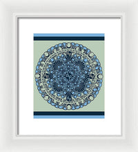 Rubino Blue Green Floral - Framed Print Framed Print Pixels 8.375" x 10.000" White White