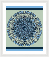 Rubino Blue Green Floral - Framed Print Framed Print Pixels 25.000" x 30.000" White White