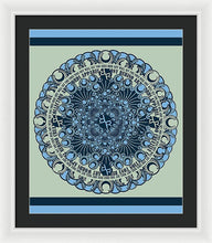 Rubino Blue Green Floral - Framed Print Framed Print Pixels 20.000" x 24.000" White Black