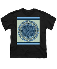 Rubino Blue Green Floral - Youth T-Shirt Youth T-Shirt Pixels Black Small 