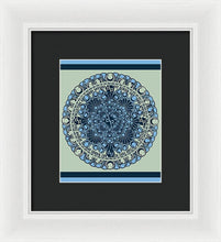 Rubino Blue Green Floral - Framed Print Framed Print Pixels 6.625" x 8.000" White Black