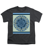 Rubino Blue Green Floral - Youth T-Shirt Youth T-Shirt Pixels Charcoal Small 