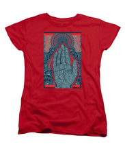 Rubino Blue Zen Namaste Hand - Women's T-Shirt (Standard Fit) Women's T-Shirt (Standard Fit) Pixels Red Small 