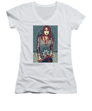 Rubino Red Lady - Women's V-Neck (Athletic Fit) Women's V-Neck (Athletic Fit) Pixels White Small 