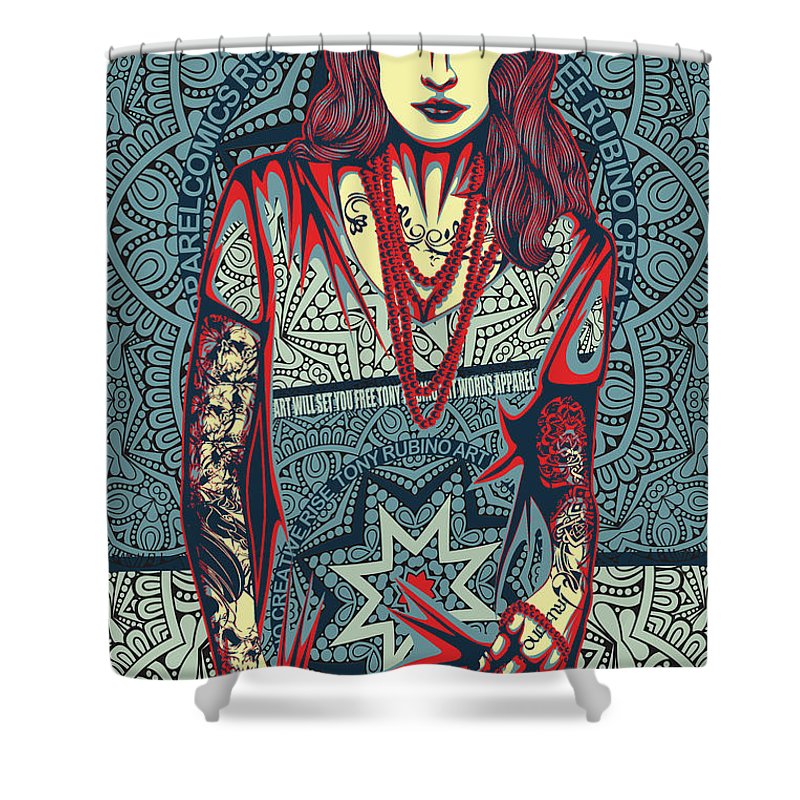 Rubino Red Lady - Shower Curtain Shower Curtain Pixels 71