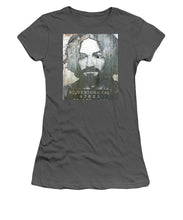 Silver Charles Manson Mug Shot 1969 Vertical  - Women's T-Shirt (Athletic Fit)