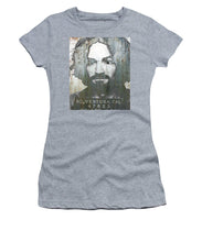 Silver Charles Manson Mug Shot 1969 Vertical  - Women's T-Shirt (Athletic Fit)