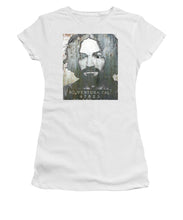 Silver Charles Manson Mug Shot 1969 Vertical  - Women's T-Shirt (Athletic Fit)