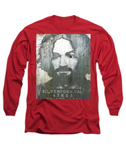 Silver Charles Manson Mug Shot 1969 Vertical  - Long Sleeve T-Shirt