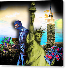 The Statue Of Liberty And A Banksy Pass In The Night - Canvas Print