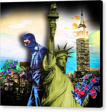 The Statue Of Liberty And A Banksy Pass In The Night - Canvas Print