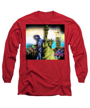 The Statue Of Liberty And A Banksy Pass In The Night - Long Sleeve T-Shirt