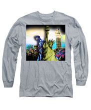 The Statue Of Liberty And A Banksy Pass In The Night - Long Sleeve T-Shirt