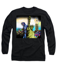 The Statue Of Liberty And A Banksy Pass In The Night - Long Sleeve T-Shirt