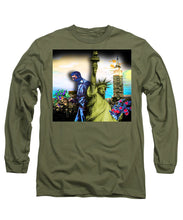 The Statue Of Liberty And A Banksy Pass In The Night - Long Sleeve T-Shirt