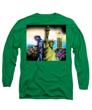 The Statue Of Liberty And A Banksy Pass In The Night - Long Sleeve T-Shirt