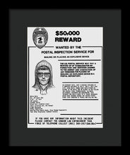 Unabomber Ted Kaczynski Wanted Poster 1 - Framed Print