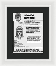 Unabomber Ted Kaczynski Wanted Poster 1 - Framed Print