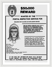 Unabomber Ted Kaczynski Wanted Poster 1 - Framed Print