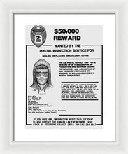 Unabomber Ted Kaczynski Wanted Poster 1 - Framed Print