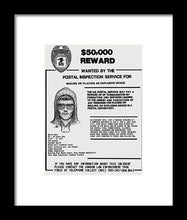 Unabomber Ted Kaczynski Wanted Poster 1 - Framed Print