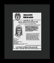 Unabomber Ted Kaczynski Wanted Poster 1 - Framed Print