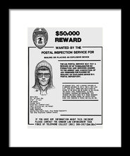 Unabomber Ted Kaczynski Wanted Poster 1 - Framed Print