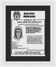 Unabomber Ted Kaczynski Wanted Poster 1 - Framed Print