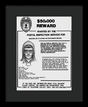 Unabomber Ted Kaczynski Wanted Poster 1 - Framed Print