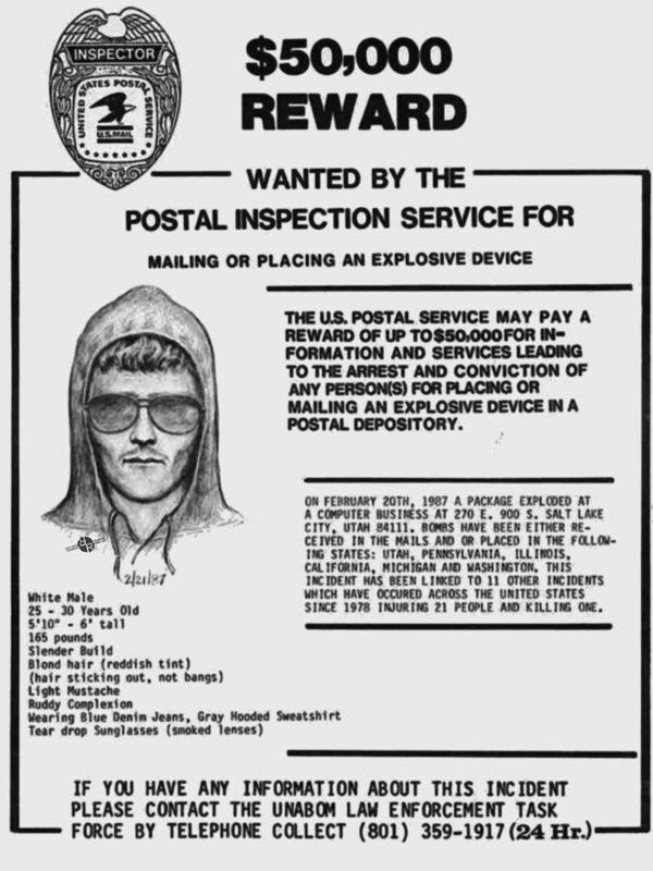 Unabomber Ted Kaczynski Wanted Poster 1 - Art Print