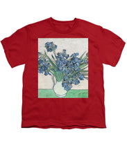 Vincent Van Gogh Irises Floral Purple - Youth T-Shirt Youth T-Shirt Pixels Red Small 