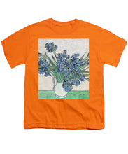 Vincent Van Gogh Irises Floral Purple - Youth T-Shirt Youth T-Shirt Pixels Orange Small 