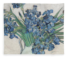 Vincent Van Gogh Irises Floral Purple - Blanket Blanket Pixels 50" x 60" Plush Fleece 