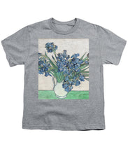 Vincent Van Gogh Irises Floral Purple - Youth T-Shirt Youth T-Shirt Pixels Heather Small 