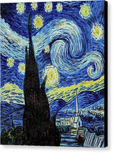 Vincent Van Gogh Starry Night Painting - Canvas Print Canvas Print Pixels 6.625" x 8.000" Black Glossy