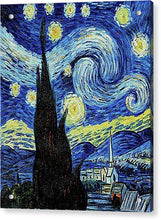 Vincent Van Gogh Starry Night Painting - Acrylic Print Acrylic Print Pixels 6.625" x 8.000" Aluminum Mounting Posts 