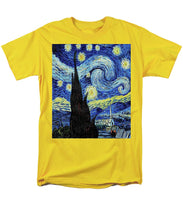 Vincent Van Gogh Starry Night Painting - Men's T-Shirt  (Regular Fit) Men's T-Shirt (Regular Fit) Pixels Yellow Small 