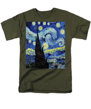 Vincent Van Gogh Starry Night Painting - Men's T-Shirt  (Regular Fit) Men's T-Shirt (Regular Fit) Pixels Military Green Small 