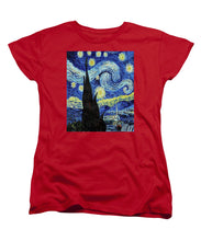 Vincent Van Gogh Starry Night Painting - Women's T-Shirt (Standard Fit) Women's T-Shirt (Standard Fit) Pixels Red Small 