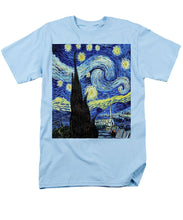 Vincent Van Gogh Starry Night Painting - Men's T-Shirt  (Regular Fit) Men's T-Shirt (Regular Fit) Pixels Light Blue Small 