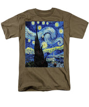 Vincent Van Gogh Starry Night Painting - Men's T-Shirt  (Regular Fit) Men's T-Shirt (Regular Fit) Pixels Safari Green Small 